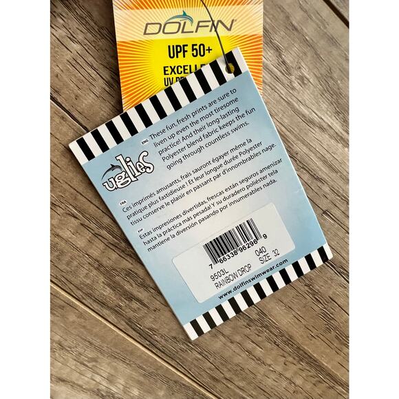 NWT NEW Dolfin Uglies Preppy Rainbow Drop Color Paint 32 Colorful Swimsuit Swim - Picture 3 of 4